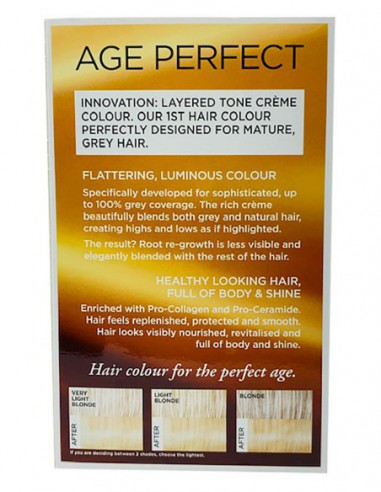 Age Perfect Layered Tone Flattering Creme Colour 10.03 Very Light Golden Blonde Age Perfect Layered Tone Flattering Creme Colour 10.03 Very Light Golden Blonde