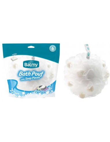 Bath Pouf With White Soap Pieces