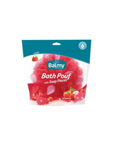 Bath Pouf With Strawberry Soap Pieces Bath Pouf With Strawberry Soap Pieces