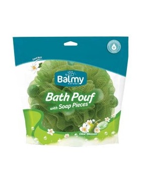 Bath Pouf With Olive Blossom Soap Pieces
