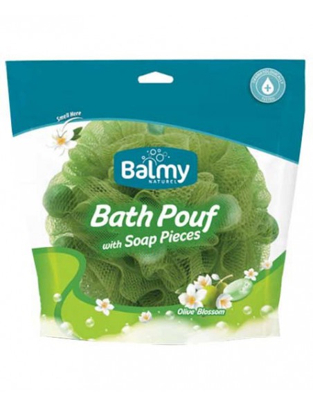 Bath Pouf With Olive Blossom Soap Pieces Bath Pouf With Olive Blossom Soap Pieces