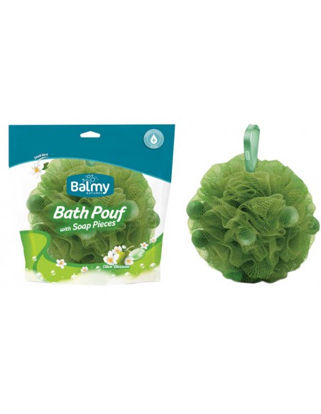 Bath Pouf With Olive Blossom Soap Pieces Bath Pouf With Olive Blossom Soap Pieces