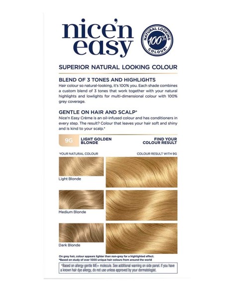 Nice N Easy Creme Permanent Color 9G Light Golden Blonde Nice N Easy Creme Permanent Color 9G Light Golden Blonde