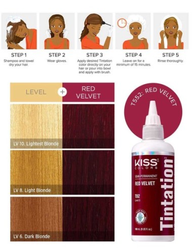 Kiss Colors Tintation Semi Permanent Red Velvet T552 Kiss Colors Tintation Semi Permanent Red Velvet T552