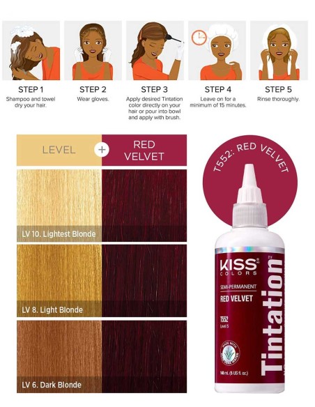 Kiss Colors Tintation Semi Permanent Red Velvet T552 Kiss Colors Tintation Semi Permanent Red Velvet T552