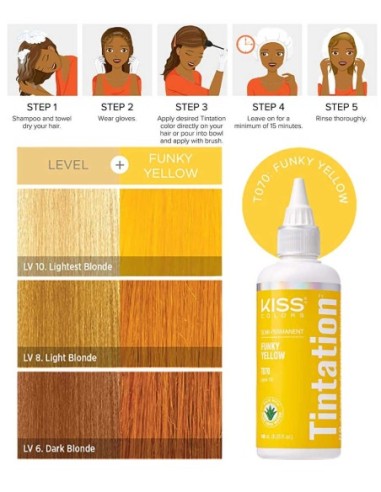 Kiss Colors Tintation Semi Permanent Funky Yellow T070 Kiss Colors Tintation Semi Permanent Funky Yellow T070