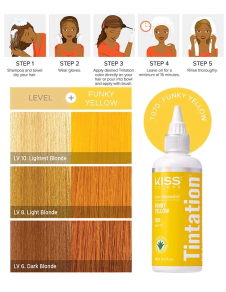Kiss Colors Tintation Semi Permanent Funky Yellow T070 Kiss Colors Tintation Semi Permanent Funky Yellow T070