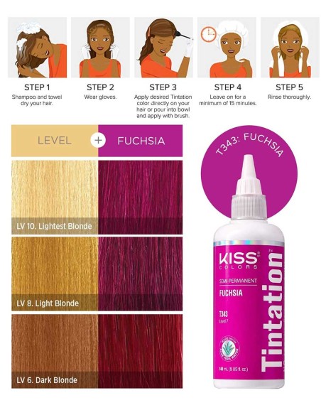 Kiss Colors Tintation Semi Permanent Fuchsia T343 Kiss Colors Tintation Semi Permanent Fuchsia T343