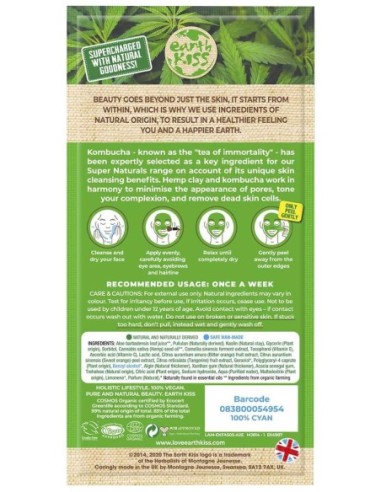 Earth Kiss Super Naturals Kombucha And Hemp Clay Toning Peel Off Mask