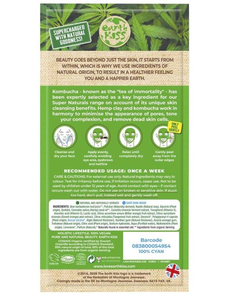 Earth Kiss Super Naturals Kombucha And Hemp Clay Toning Peel Off Mask