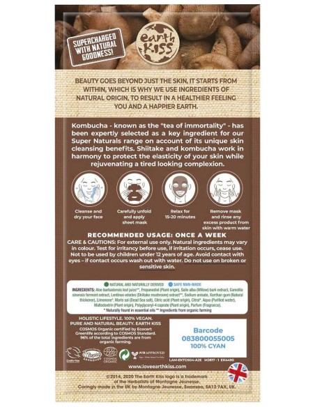 Earth Kiss Super Naturals Kombucha And Shiitake Purifying Sheet Mask Earth Kiss Super Naturals Kombucha And Shiitake Purifying Sheet Mask