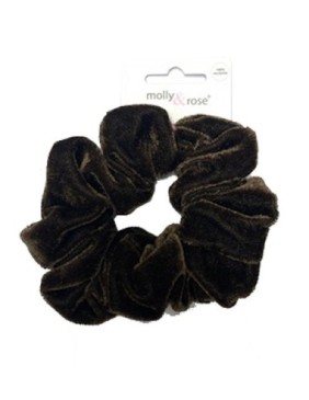 Velvet Finish Polyester Brown Scrunchie 7687