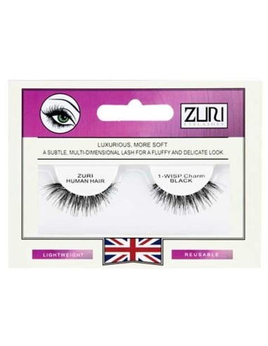 Zuri Human Hair Eyelashes 1 WISP Charm Black Zuri Human Hair Eyelashes 1 WISP Charm Black