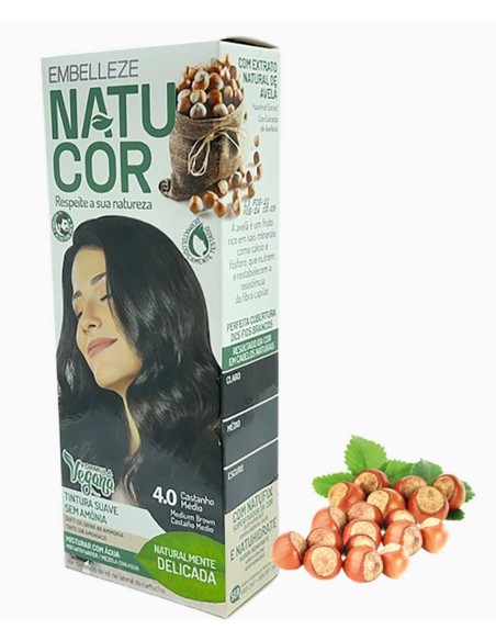 Natucor Vegan Ammonia Free Permanent Color 4.0 Medium Brown
