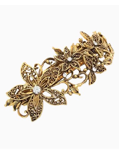 Vintage Style Gilt Crystal Filligree Flower Barrette 5333 Vintage Style Gilt Crystal Filligree Flower Barrette 5333