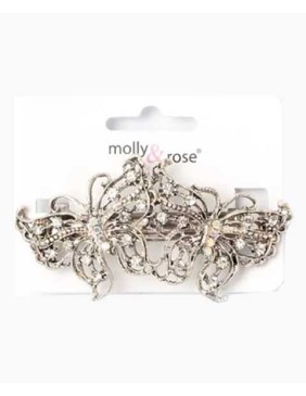 Vintage Style Double Butterfly Crystal Barrette 4224