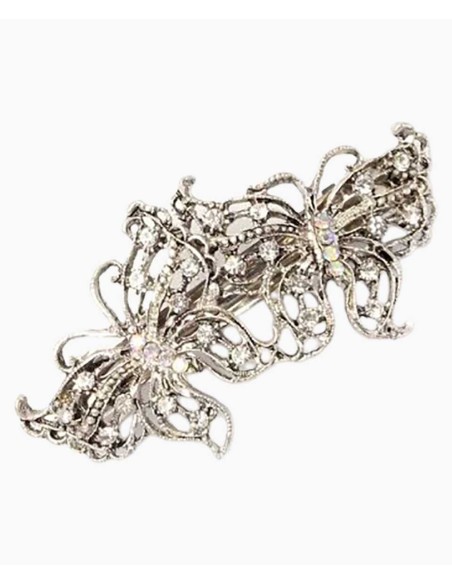 Vintage Style Double Butterfly Crystal Barrette 4224 Vintage Style Double Butterfly Crystal Barrette 4224