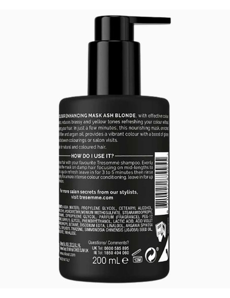 Tresemme Colour Enhancing Mask Ash Blonde Tresemme Colour Enhancing Mask Ash Blonde