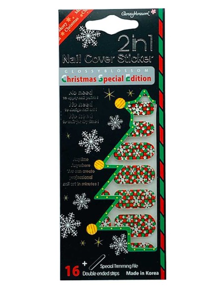 Glossy Blossom 2 In 1 Nail Cover Christmas Sticker