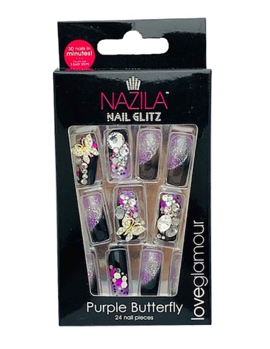 Nail Glitz Love Glamour Purple Butterfly