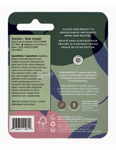 Attitude Leaves Bar Fresh Mint Lip Balm