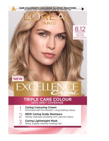 Excellence Creme Triple Care Colour 8.12 Natural Frosted Beige Blonde Excellence Creme Triple Care Colour 8.12 Natural Frosted Beige Blonde