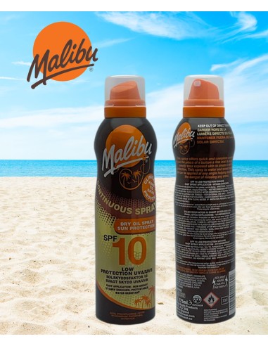 Malibu Continuous Spray Dry Oil Spray Sun Protection SPF10 Malibu Continuous Spray Dry Oil Spray Sun Protection SPF10