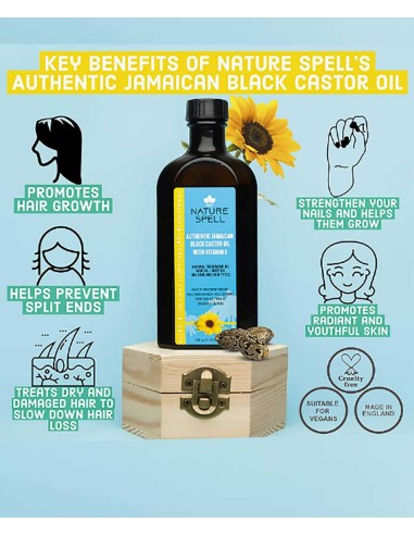Nature Spell Authentic Jamaican Black Castor Oil With Vitamin E