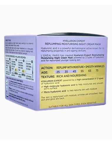 Loreal Hyaluron Expert Replumping Moisturising Care Night Cream Mask