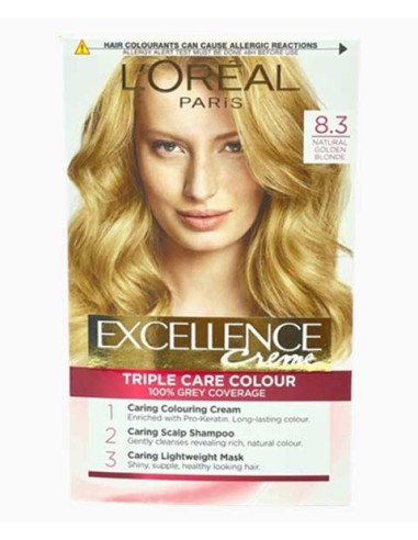 Excellence Creme Triple Care Colour 8.3 Natural Golden Blonde Excellence Creme Triple Care Colour 8.3 Natural Golden Blonde