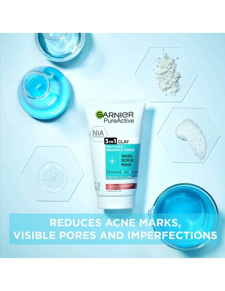 Pure Active 3 In 1 Clay Mask Scrub Wash Oily Skin Pure Active 3 In 1 Clay Mask Scrub Wash Oily Skin