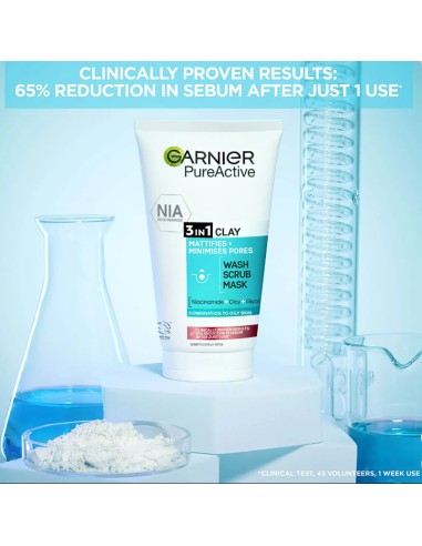 Pure Active 3 In 1 Clay Mask Scrub Wash Oily Skin Pure Active 3 In 1 Clay Mask Scrub Wash Oily Skin