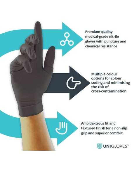 Uni Gloves Black Pearl Nitrile Disposable Gloves