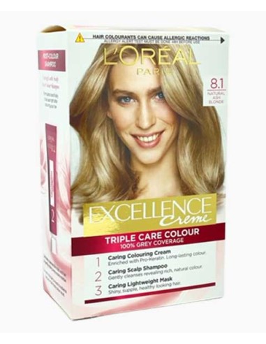 Loreal Excellence Creme Triple Care Colour 8.1 Natural Ash Blonde Loreal Excellence Creme Triple Care Colour 8.1 Natural Ash Blonde