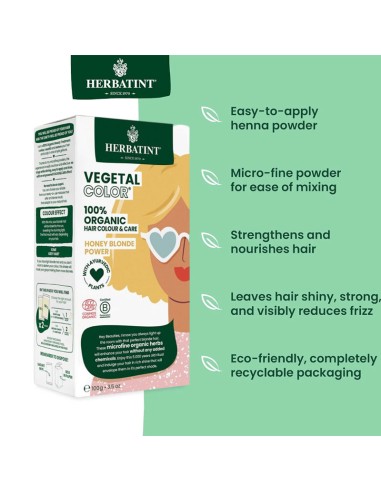 Herbatint Vegetal Organic Hair Color Honey Blonde Power Herbatint Vegetal Organic Hair Color Honey Blonde Power