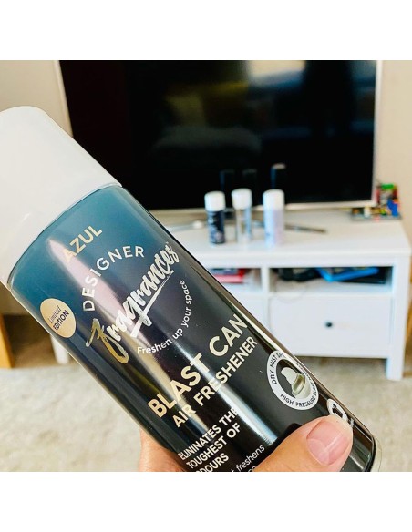 Designer Fragrances Blast Can Air Freshener & Sanitiser Azul