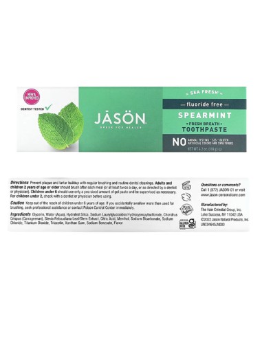 Jason Sea Fresh Fluoride Free Spearmint Toothpaste Jason Sea Fresh Fluoride Free Spearmint Toothpaste