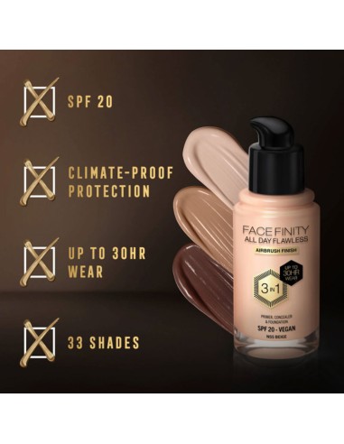Max Factor Facefinity All Day Flawless 3 In 1 Vegan Foundation Max Factor Facefinity All Day Flawless 3 In 1 Vegan Foundation