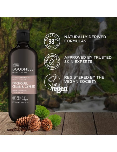 Goodness Men Patchouli Cedar & Cypress Natural Shower Gel