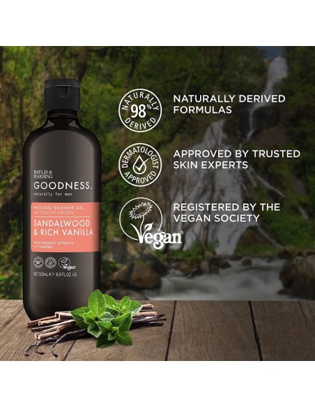 Goodness Men Sandalwood & Rich Vanilla Natural Shower Gel Goodness Men Sandalwood & Rich Vanilla Natural Shower Gel