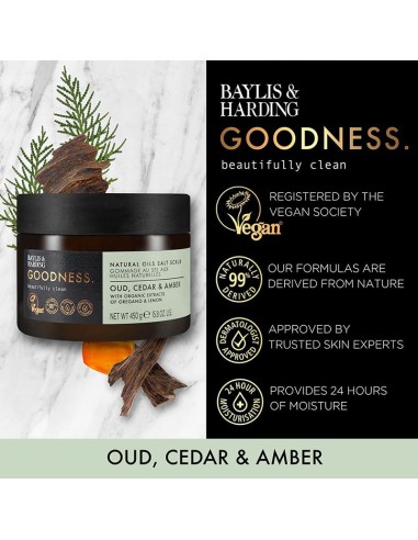 Goodness Oud Cedar & Amber Natural Oils Salt Scrub Goodness Oud Cedar & Amber Natural Oils Salt Scrub