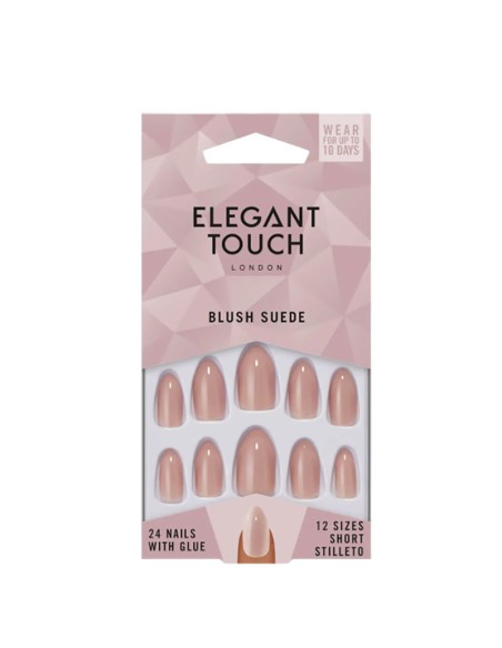 Elegant Touch Blush Suede Nail With Glue