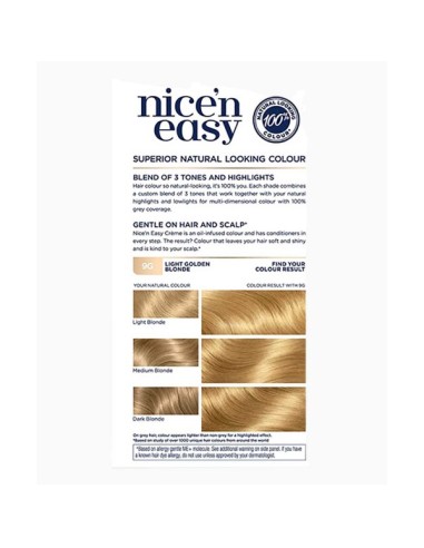 Nice N Easy Creme Permanent Color 9G Light Golden Blonde Nice N Easy Creme Permanent Color 9G Light Golden Blonde