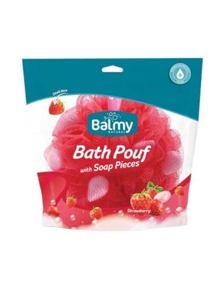 Bath Pouf With Strawberry Soap Pieces Bath Pouf With Strawberry Soap Pieces