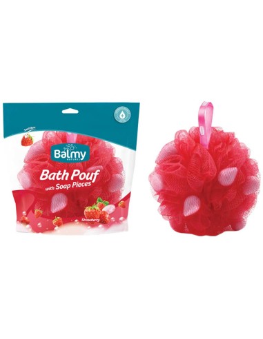 Bath Pouf With Strawberry Soap Pieces Bath Pouf With Strawberry Soap Pieces