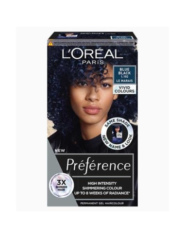 Preference High Intensity Permanent Gel Hair Colour Blue Black Preference High Intensity Permanent Gel Hair Colour Blue Black