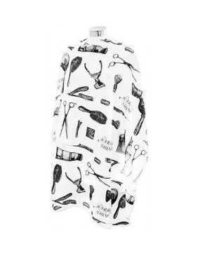 DMI The Barbershop Cape Black On White