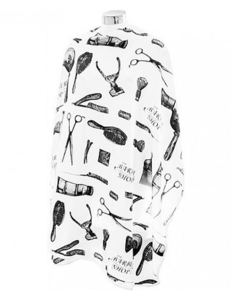 DMI The Barbershop Cape Black On White